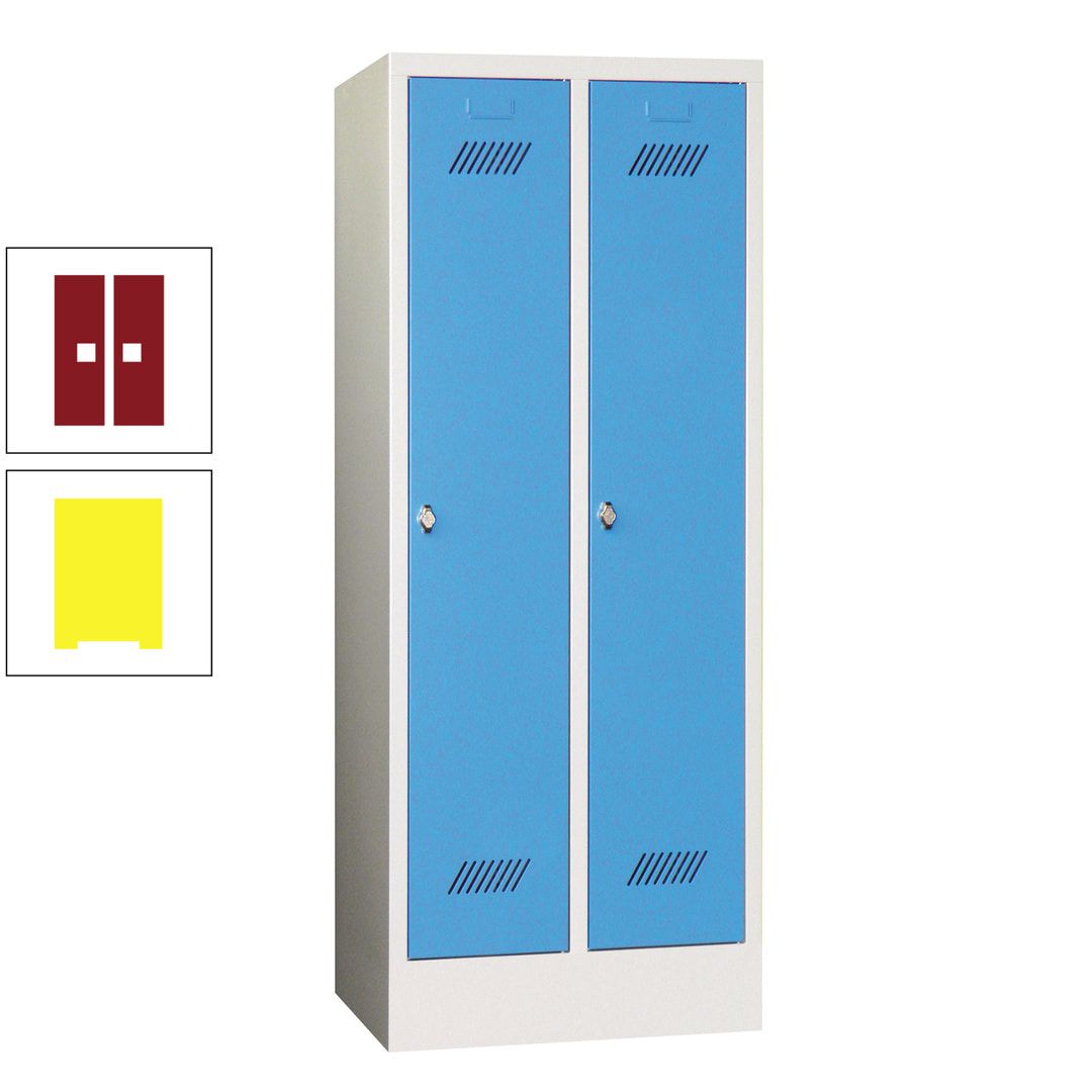 Spindschrank f. Schulen - mit Sockel - Höhe 1.600 mm - 2 Abteile a 300 mm - Drehriegel - anthrazitgrau