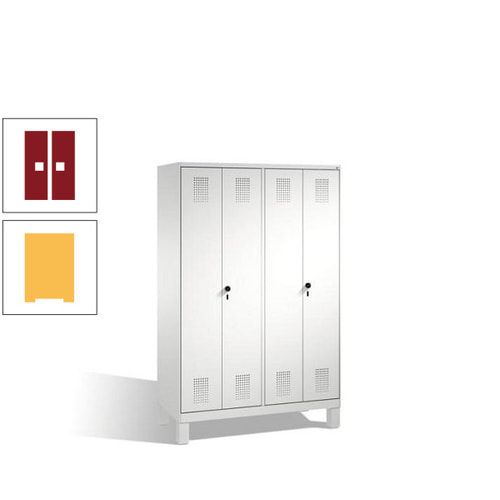 Doppel-Spind, Doppeltüren, Garderobenschrank mit Füßen, 4 Abteile a 300 mm, Korpus anthrazitgrau, Tür anthrazitgrau, 1.850 x 1.200 x 500 mm (HxBxT)
