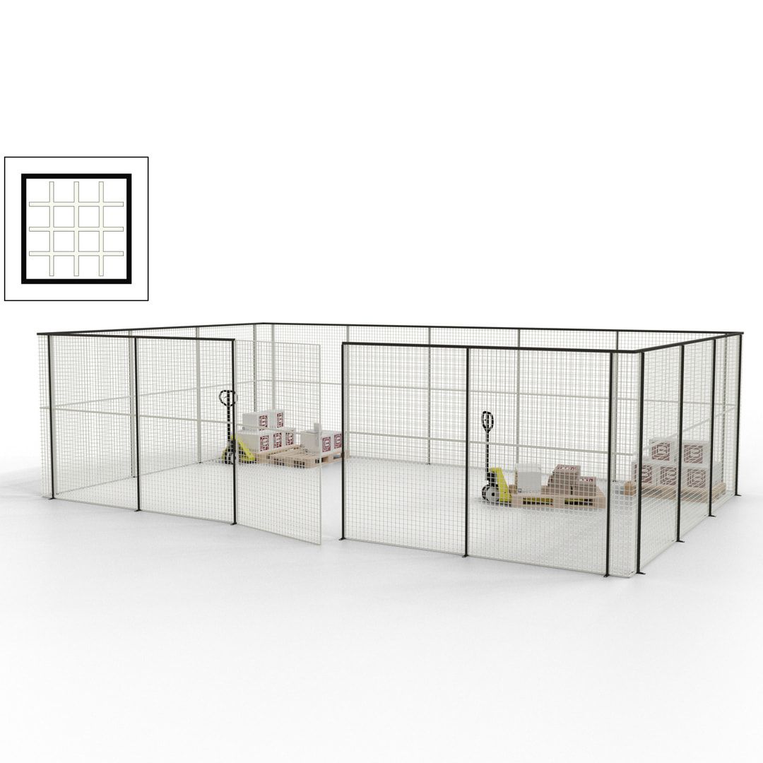 Maschinen Schutzgitter - Hallentrennwand - Sicherheitszaun - Tür - 22 m - 2.200 x 7.900 x 4.900 mm (HxBxT) - enzianblau