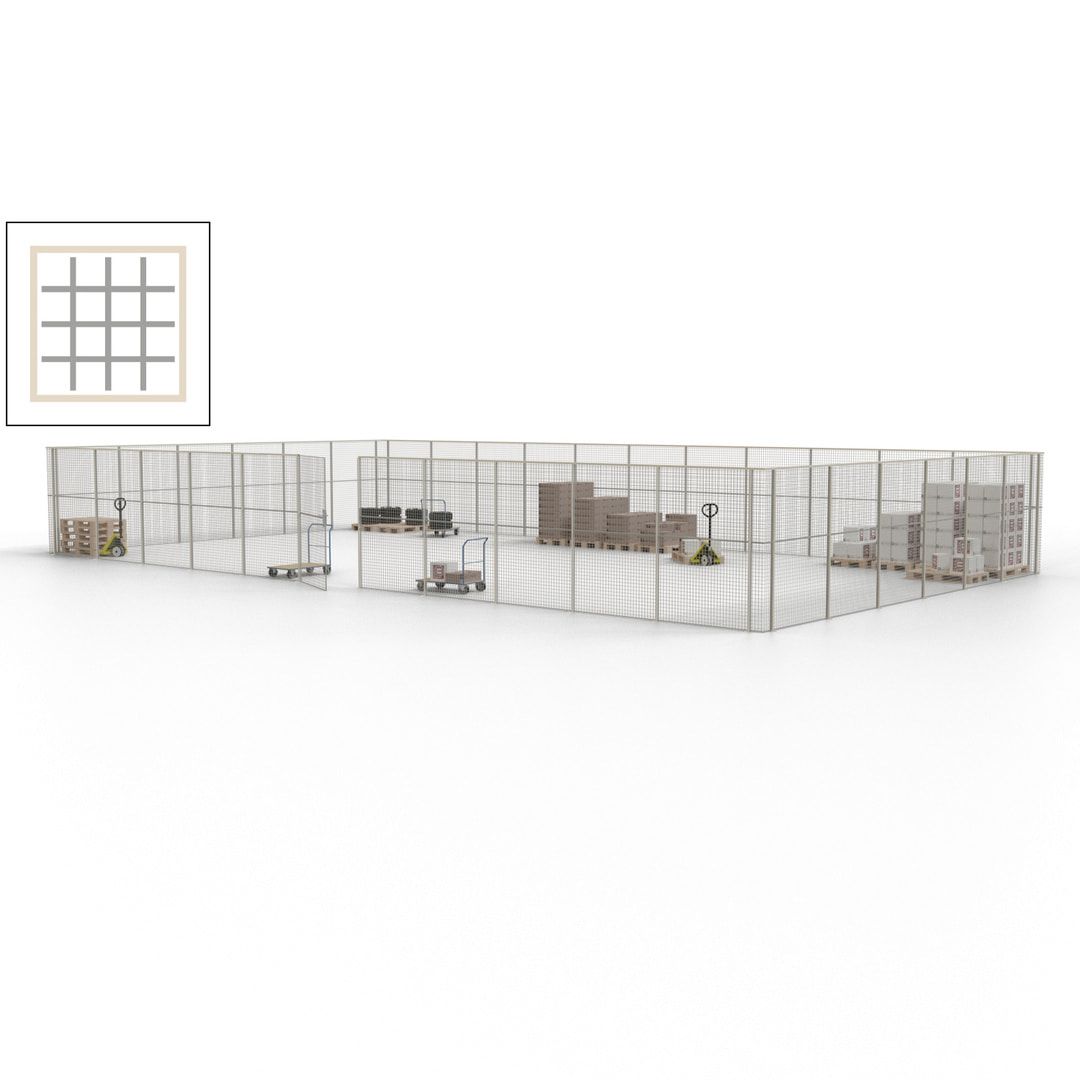 Maschinen Schutzgitter - Hallentrennwand - Sicherheitszaun - Tür - 51 m - 2.200 x 16.900 x 9.400 mm (HxBxT) - enzianblau