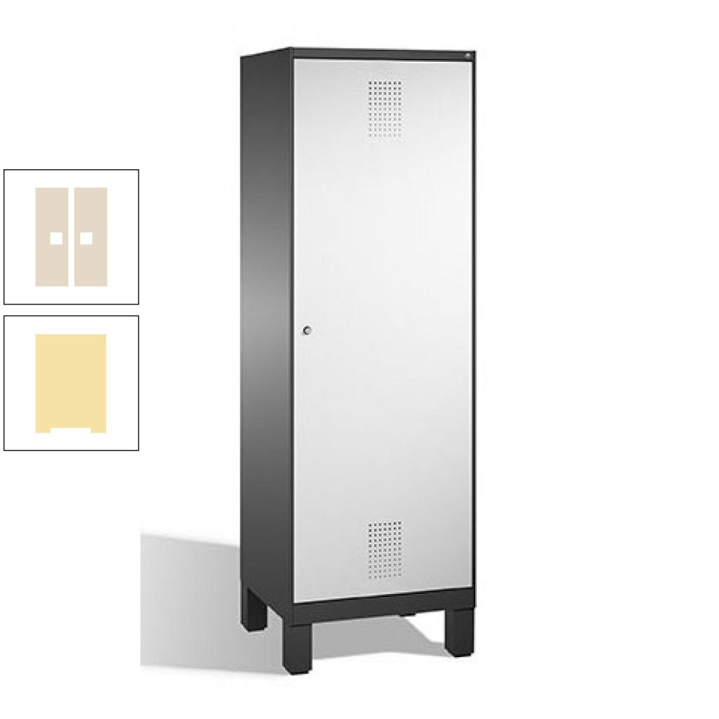 Doppel-Spind, Garderobenschrank, 1 Tür für 2 Abteile a 300 mm, Korpus anthrazitgrau, Türen anthrazitgrau, 1.850 x 600 x 500 mm (HxBxT)