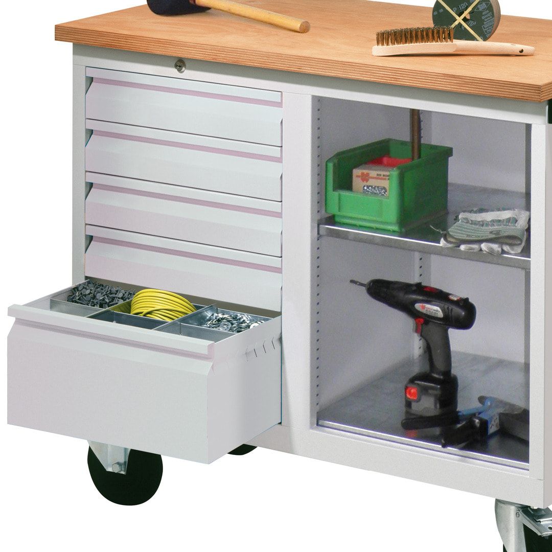 Mobile Werkbank - Werkstattwagen - 915 x 1.090 x 600 mm - 5 Schubladen und Ablagefach - anthrazitgrau