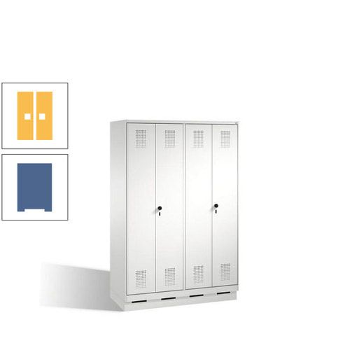 Doppel-Spind, Doppeltüren, Garderobenschrank mit Sockel, 4 Abteile a 300 mm, Korpus anthrazitgrau, Tür anthrazitgrau, 1.800 x 1.200 x 500 mm (HxBxT)