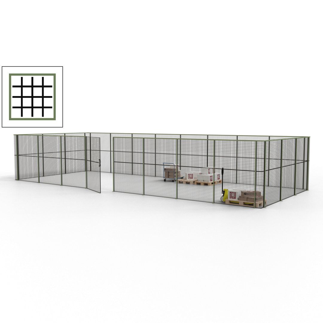 Maschinen Schutzgitter - Hallentrennwand - Sicherheitszaun - Tür - 33 m - 2.200 x 12.400 x 4.900 mm (HxBxT) - enzianblau