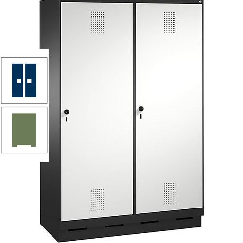 Doppel-Spind, Garderobenschrank, 2 Türen für 4 Abteile a 300 mm, Korpus anthrazitgrau, Türen anthrazitgrau, 1.800 x 1.200 x 500 mm (HxBxT)