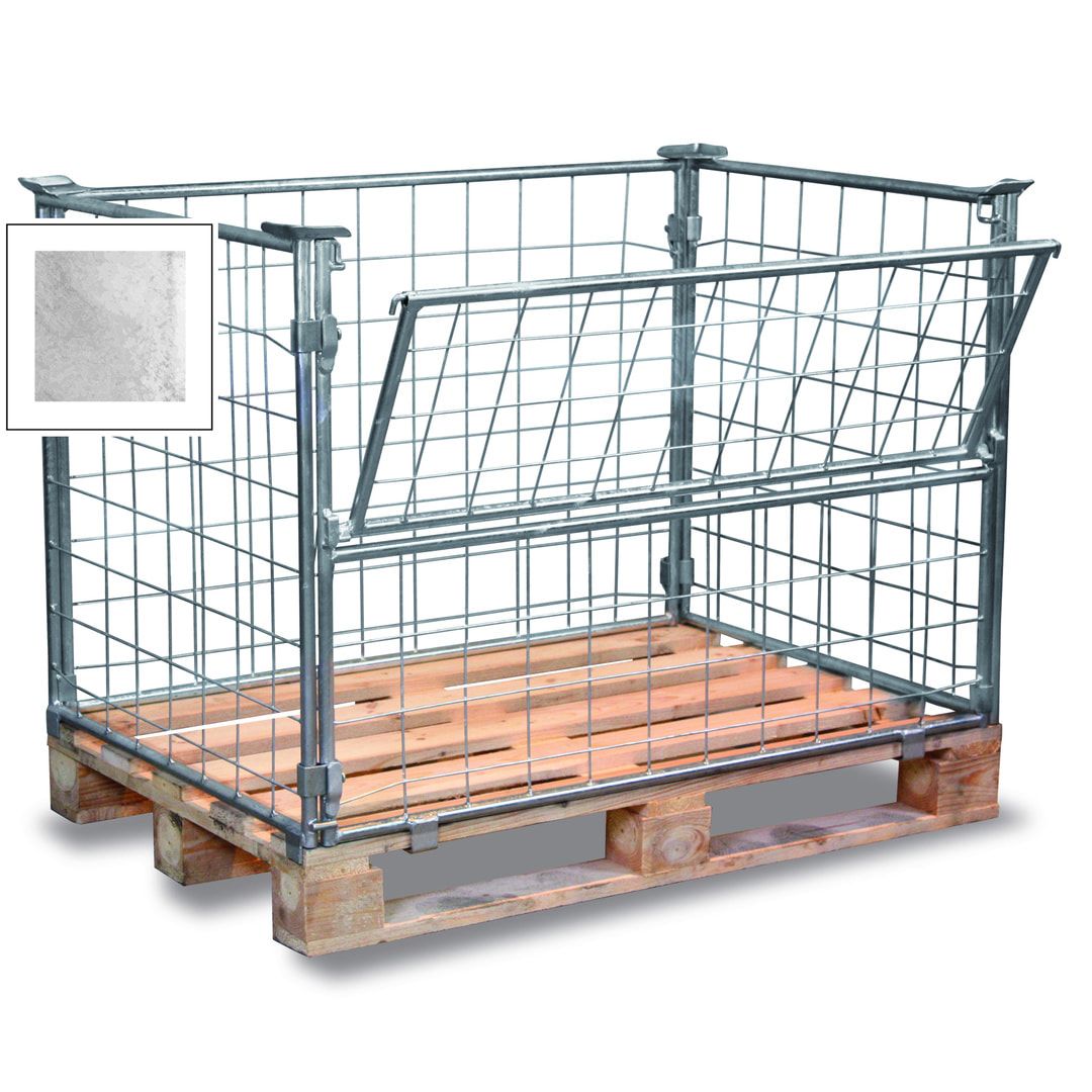 Palettenaufsatzrahmen für Europalette - 1.000 kg - Höhe 1.000 mm - 4-fach stapelbar - Gitter 1x klappbar - lichtblau