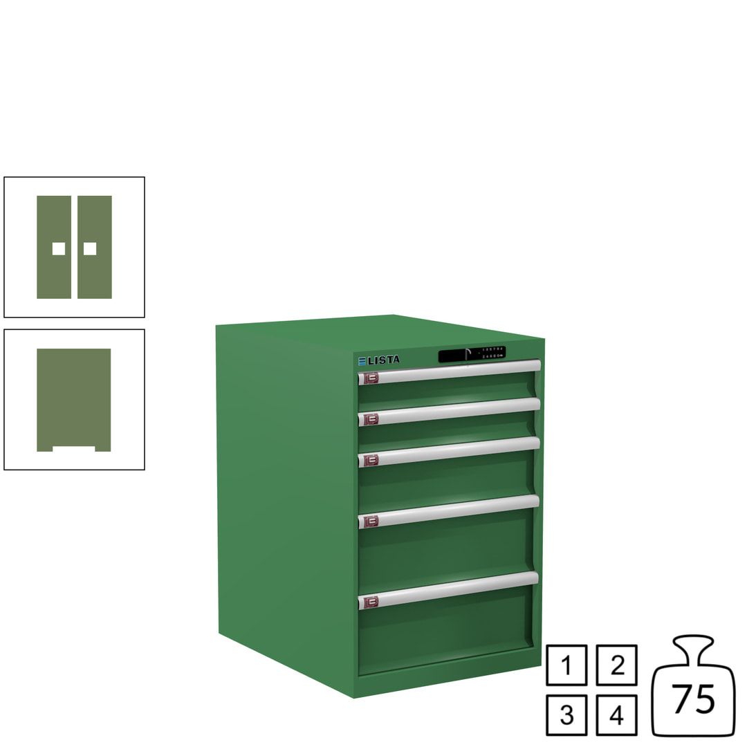 Lista Schubladenschrank - 14.399.010 - 850x564x725 mm (HxBxT) - 5 Schubladen - 75 kg - Key Lock - lichtblau (RAL 5012)