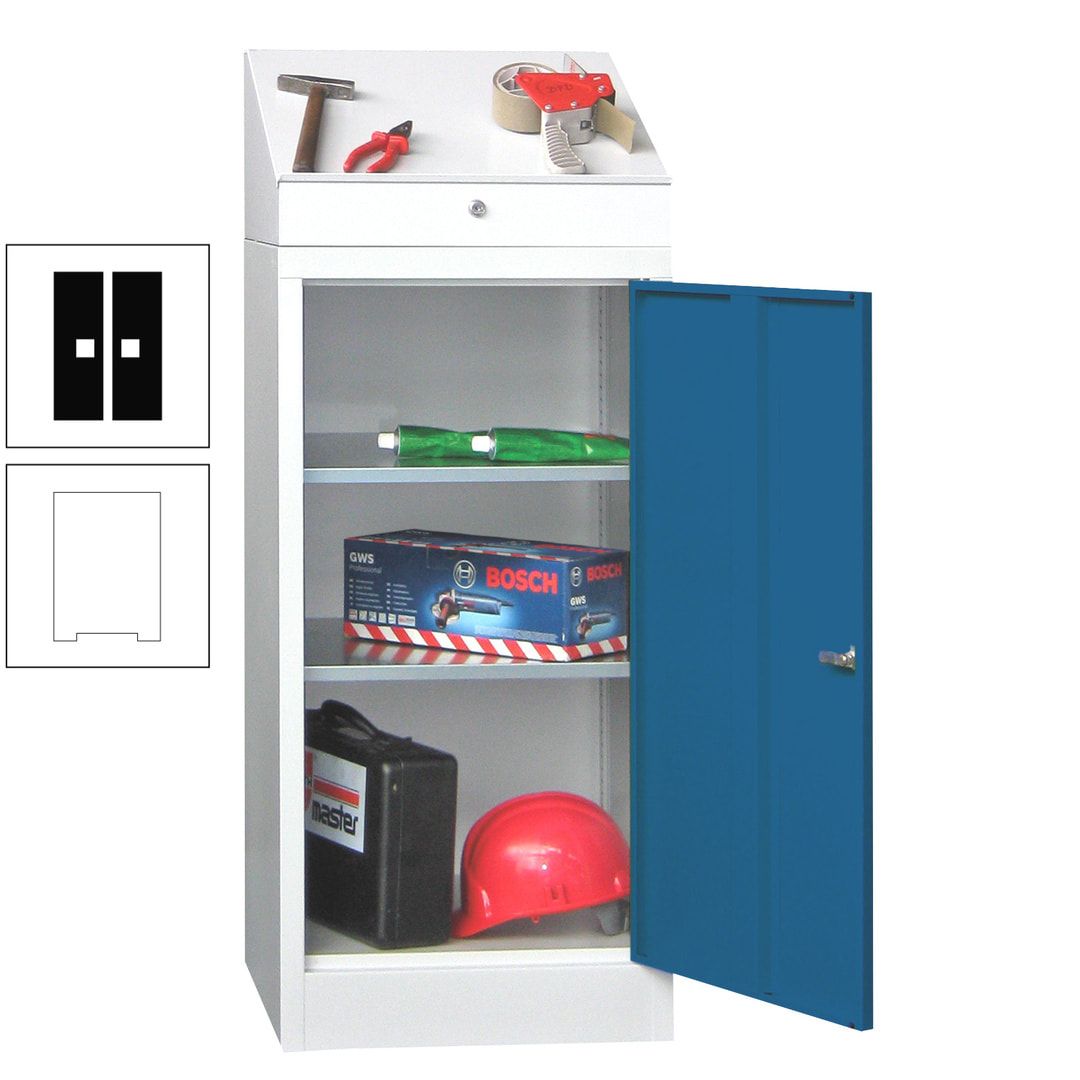 Stehpult mit Schrank - Vollblechtür - Zylinderschloss - 1.270x500x500 mm (HxBxT) - anthrazitgrau