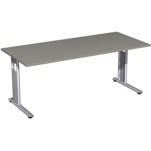 Schreibtisch mit einseitig verkürzt Füßen - C-Fuß Flex - Bürotisch - Konferenztisch - 720 x 1.200 x 800 mm (HxBxT) - Dekor Ahorn - Gestell silber