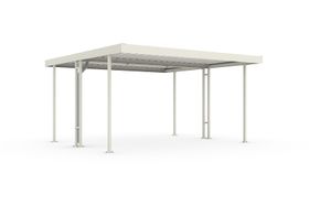 Unterstand doppelseitig, Überdachung, Flachdachsystem, Fahrradunterstand, Materialunterstand, grauweiß, erweiterbar, 2.360 x 4.300 x 4.400 mm (HxBxT)