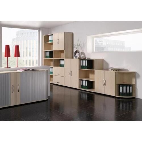 Büroregal, System Flex, höhenjustierbare Standfüße, 3 OH, Dreischichtfeinspanplatte, Melaminharzbeschichtung, 400 x 400 x 1.104 mm (HxBxT), Ahorn