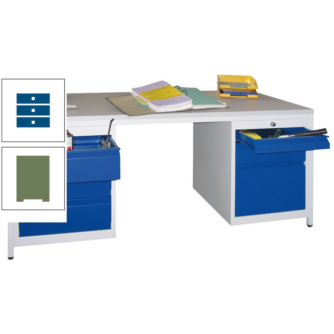 Meisterschreibtisch - 6 Schubladen, 75 / 125 / 150 / 175 / 300 mm - 720 x 1.700 x 800 mm (HxBxT) - anthrazitgrau