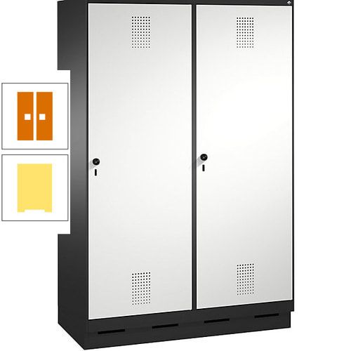 Doppel-Spind, Garderobenschrank, 2 Türen für 4 Abteile a 300 mm, Korpus anthrazitgrau, Türen anthrazitgrau, 1.800 x 1.200 x 500 mm (HxBxT)