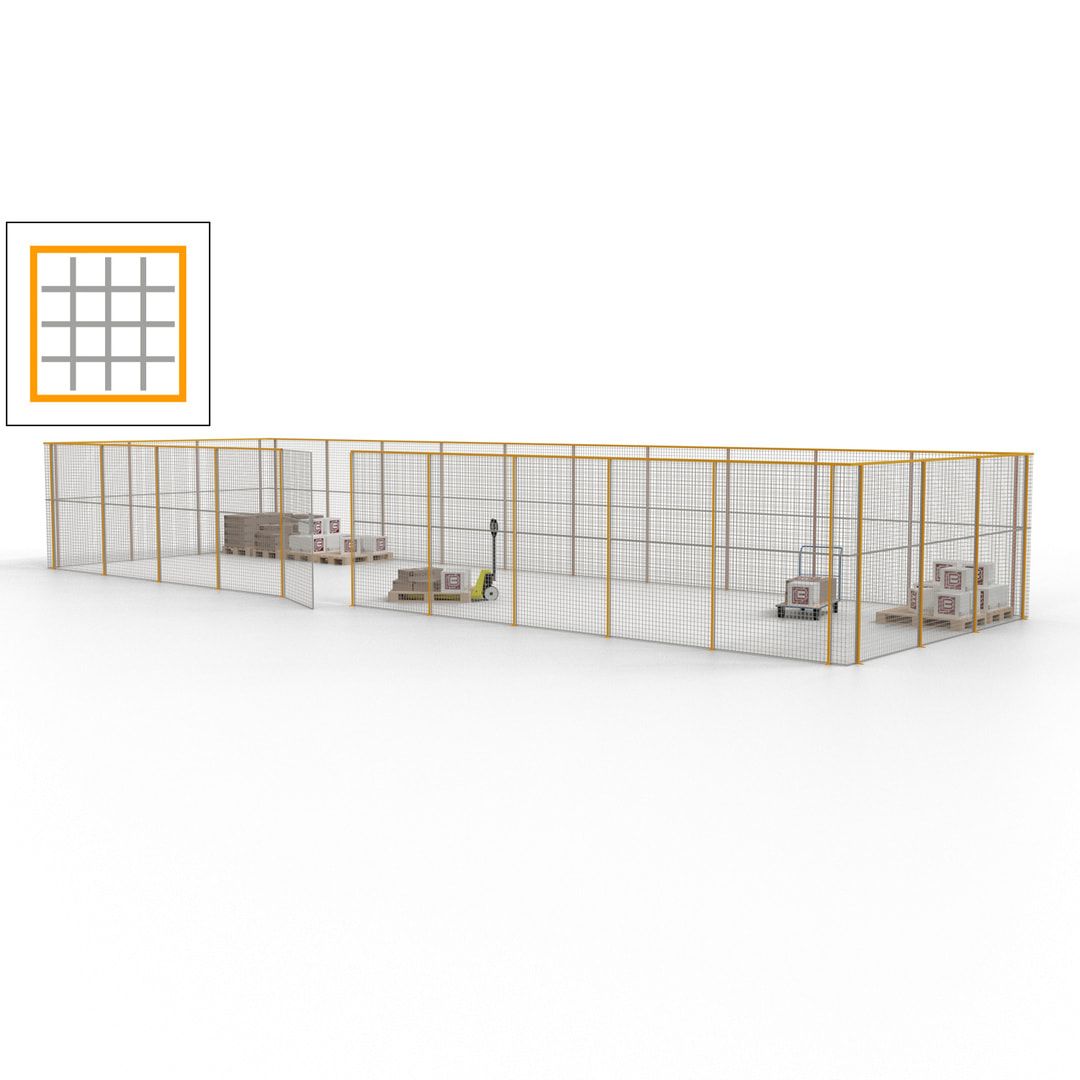 Maschinen Schutzgitter - Hallentrennwand - Sicherheitszaun - Tür - 39 m - 2.200 x 15.400 x 4.900 mm (HxBxT) - enzianblau