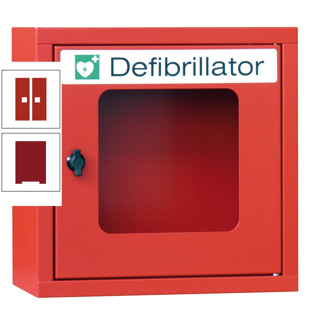 Defibrillatorenschrank - 400 x 400 x 200 mm (HxBxT) - Sichtfenster - anthrazitgrau