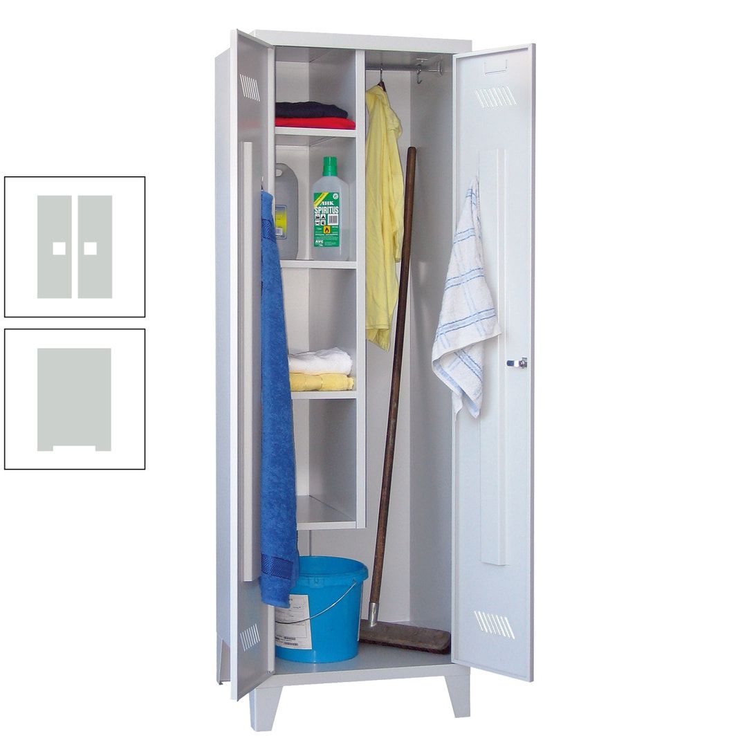 Putzschrank mit Füßen - 1 Abteil mit Trennwand - 1.850x600x500 mm (HxBxT) - Drehriegel - anthrazitgrau