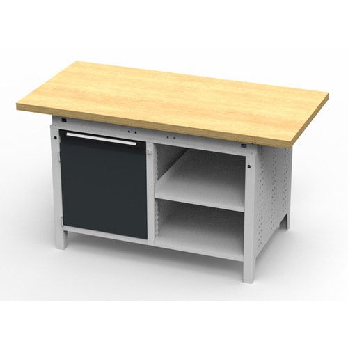 OTTOKIND Werkbank - bündige Arbeitsplatte - 850 x 1.150 x 750 mm (HxBxT) - Schrank - 2 Ablageböden - lichtgrau