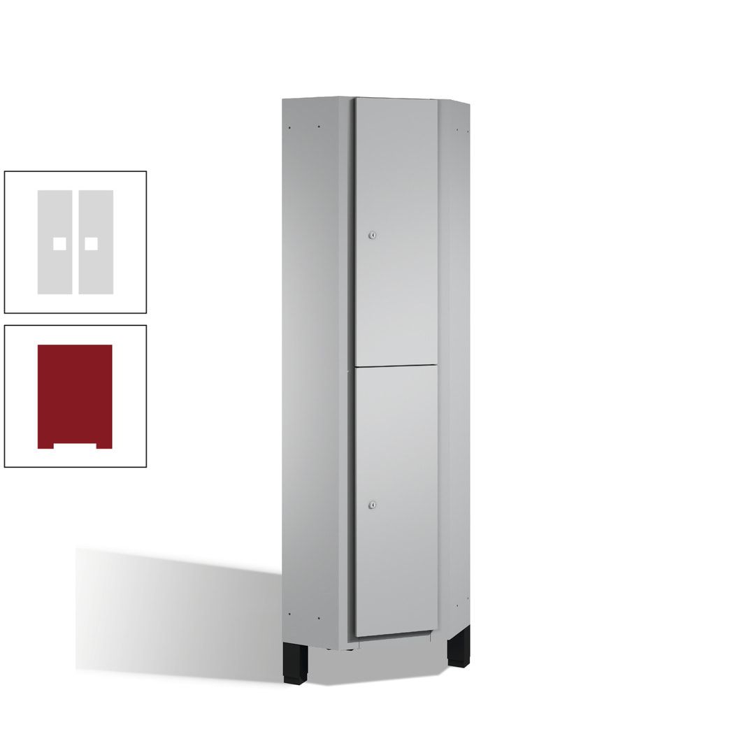 Eckschrank, Spind, auf Füßen, 2 Personen, 1.980 x 500 mm (HxT), Korpus anthrazitgrau, Tür anthrazitgrau