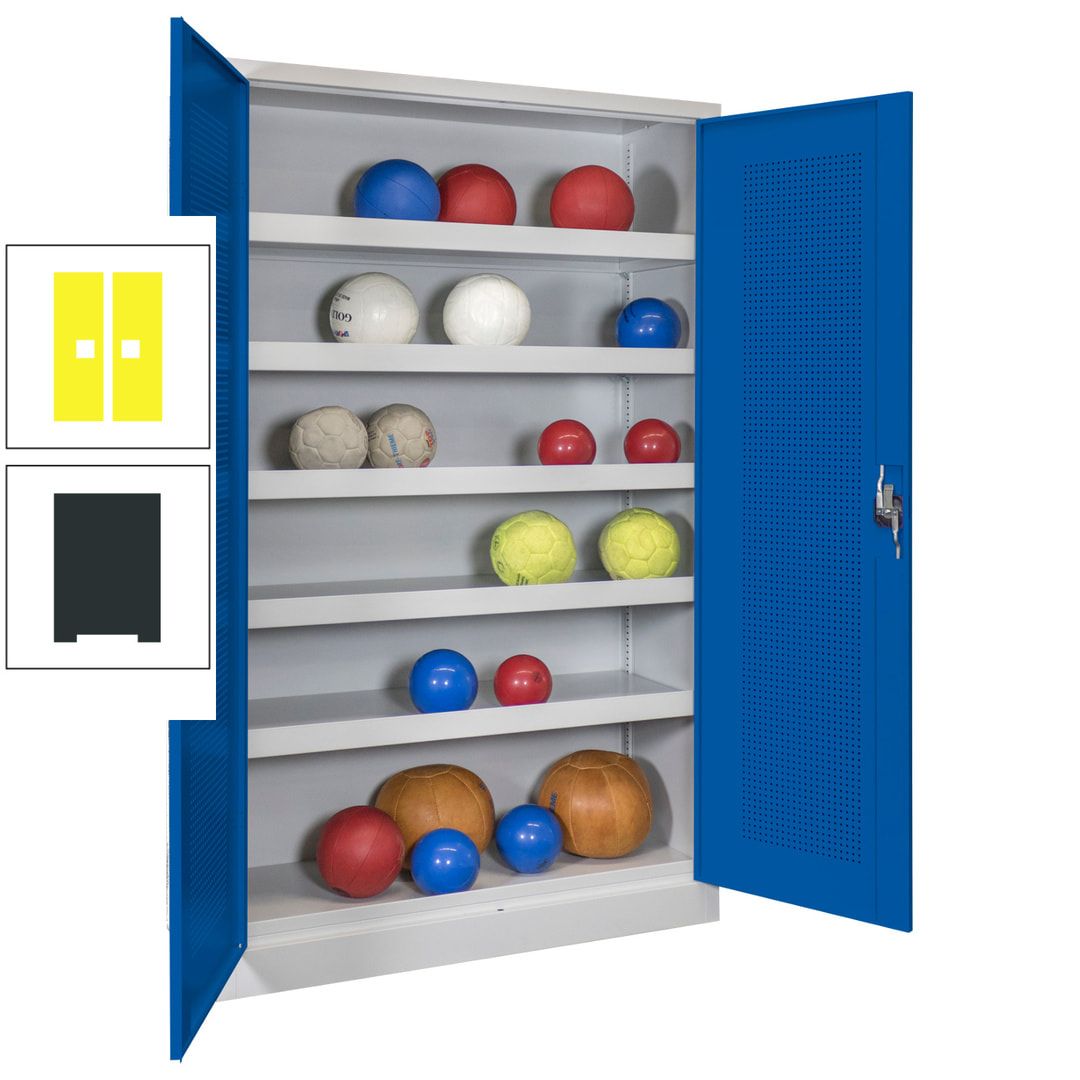 Ballschrank - Lochfeldtüren - 5 Böden - 1.950x1.200x500 mm (HxBxT) - anthrazitgrau