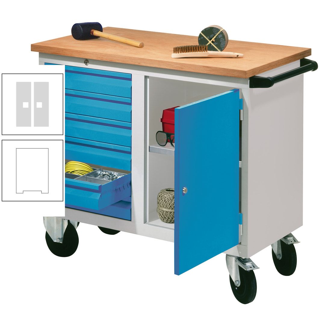 Mobile Werkbank - Werkstattwagen - 915 x 1.090 x 600 mm - 6 Schubladen und Schrankfach - anthrazitgrau