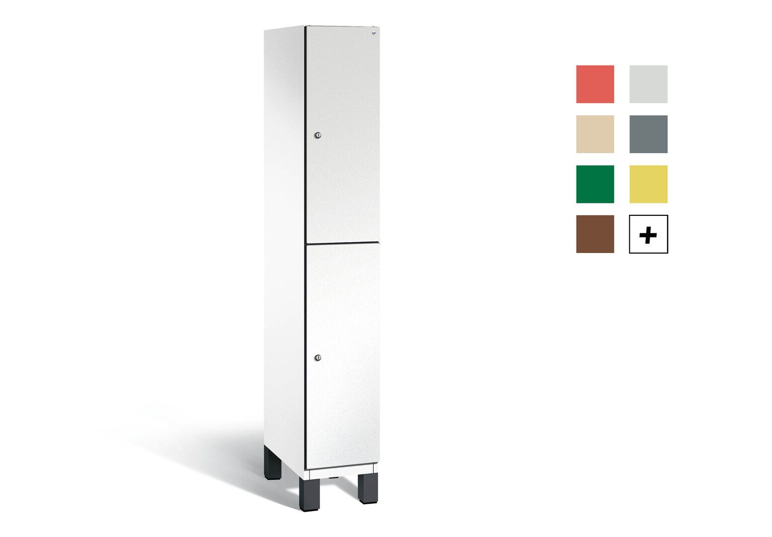 Fächerschrank, Stahlschrank, doppelstöckig, 2 Fächer, Füße, Korpus anthrazitgrau, Tür anthrazitgrau, 1.980 x 300 x 525 mm (HxBxT)