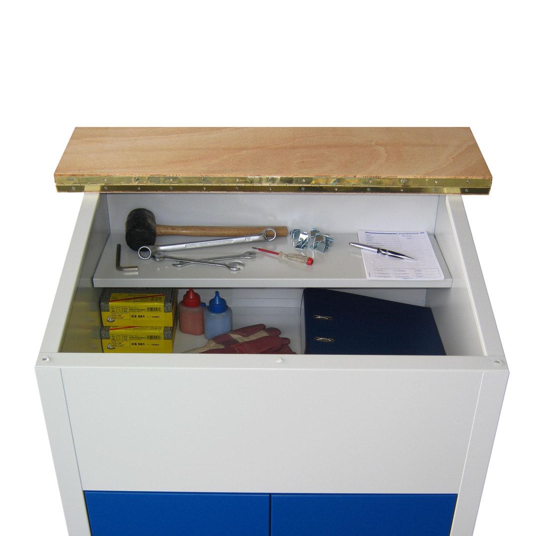 Stehpult mit Schrank - Vollblechtür - Zylinderschloss - 2 Böden - 1.200 x 700 x 600 mm (HxBxT) - anthrazitgrau