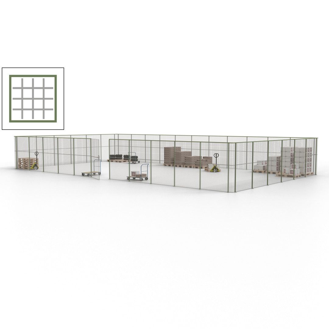 Maschinen Schutzgitter - Hallentrennwand - Sicherheitszaun - Tür - 51 m - 2.200 x 16.900 x 9.400 mm (HxBxT) - enzianblau