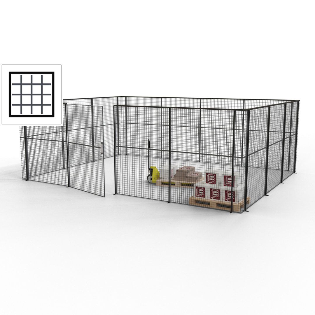 Maschinen Schutzgitter - Hallentrennwand - Sicherheitszaun - Tür - 21 m - 2.200 x 6.400 x 4.900 mm (HxBxT) - enzianblau