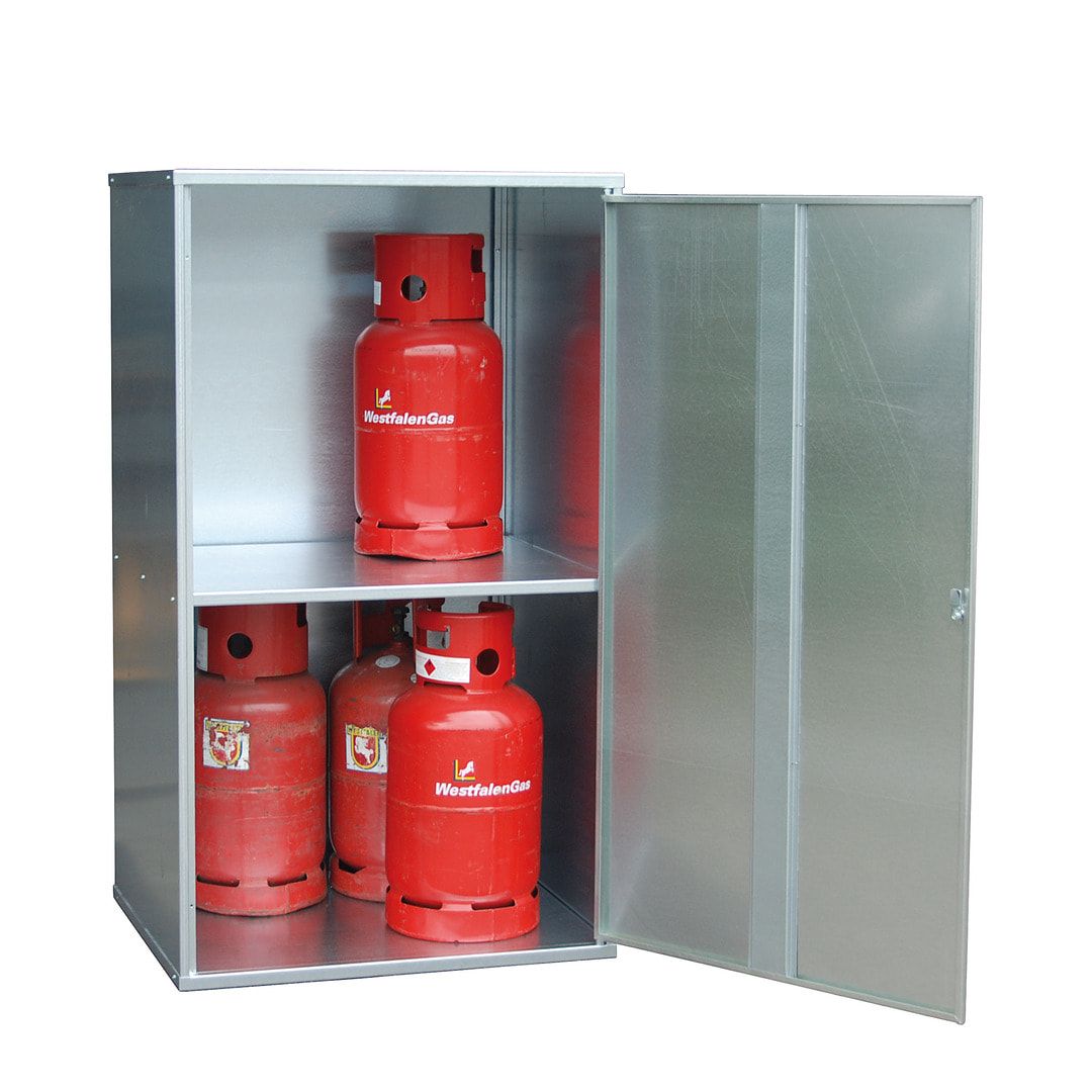 Gasflaschen-Depot - für 10 x 11-kg-Flaschen - 1 gelochte Türe - mm verzinkt