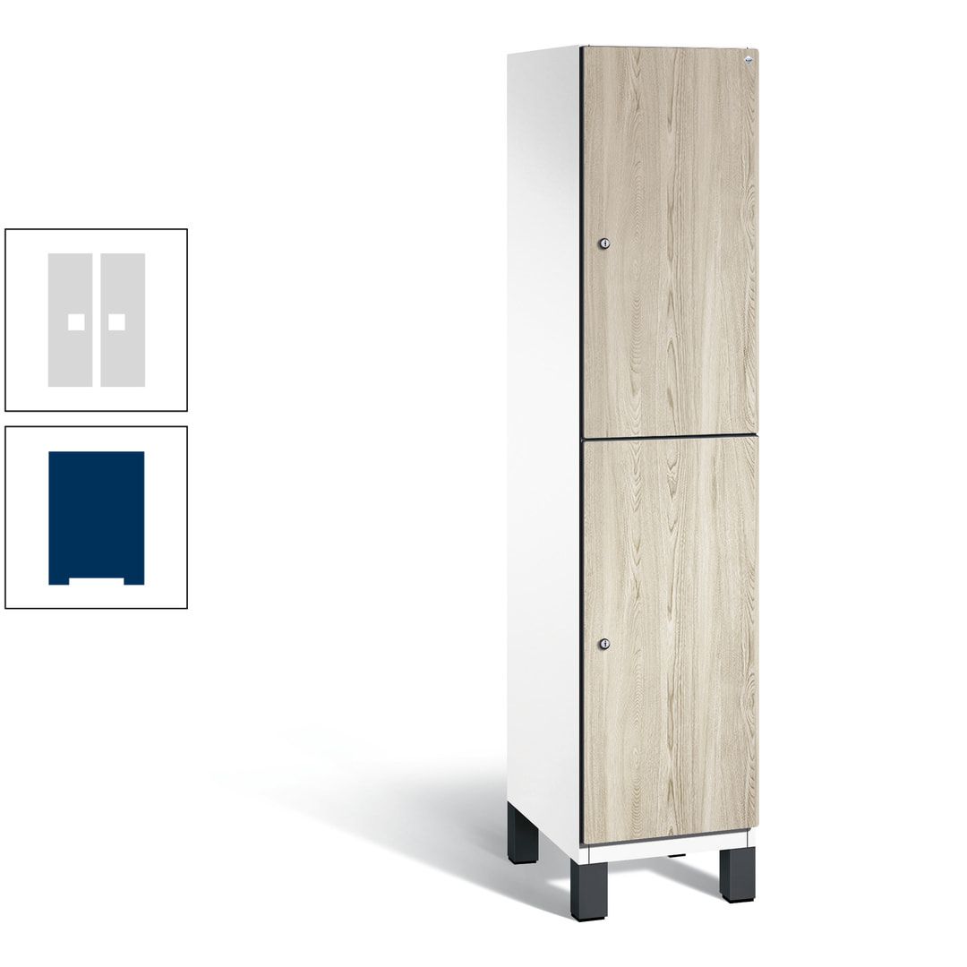 Fächerschrank, Garderobenschrank, mit Füßen, 1 Abteile, 1.980 x 400 x 525 mm (HxBxT), Korpus anthrazitgrau, Tür Donau-Ahorn