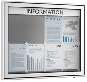 Aluminium Schaukasten, Werbekasten, Außenbereich, Magnetrückwand, Wand- und Ständermontage, Sicherheitsschloss, 790 x 790 mm (HxB)