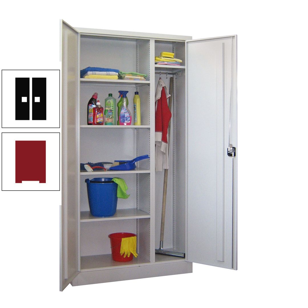 Putzschrank mit Trennwand - 1.950x1.000x400 mm (HxBxT) - Böden pulverbeschichtet - anthrazitgrau