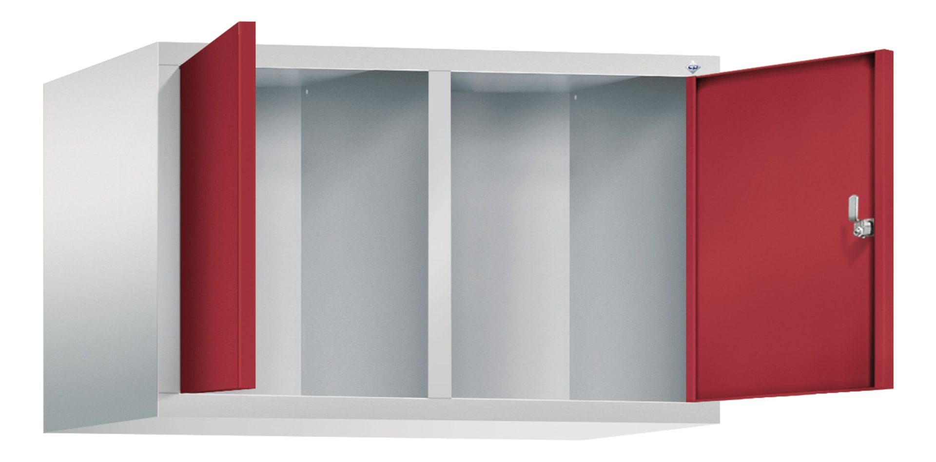 Aufsatzschrank für Spinde und Schließfachschränke, Doppeltüren, 2 Abteile, Korpus anthrazitgrau, Türfarbe anthrazitgrau, 500 x 810 x 500 mm (HxBxT)
