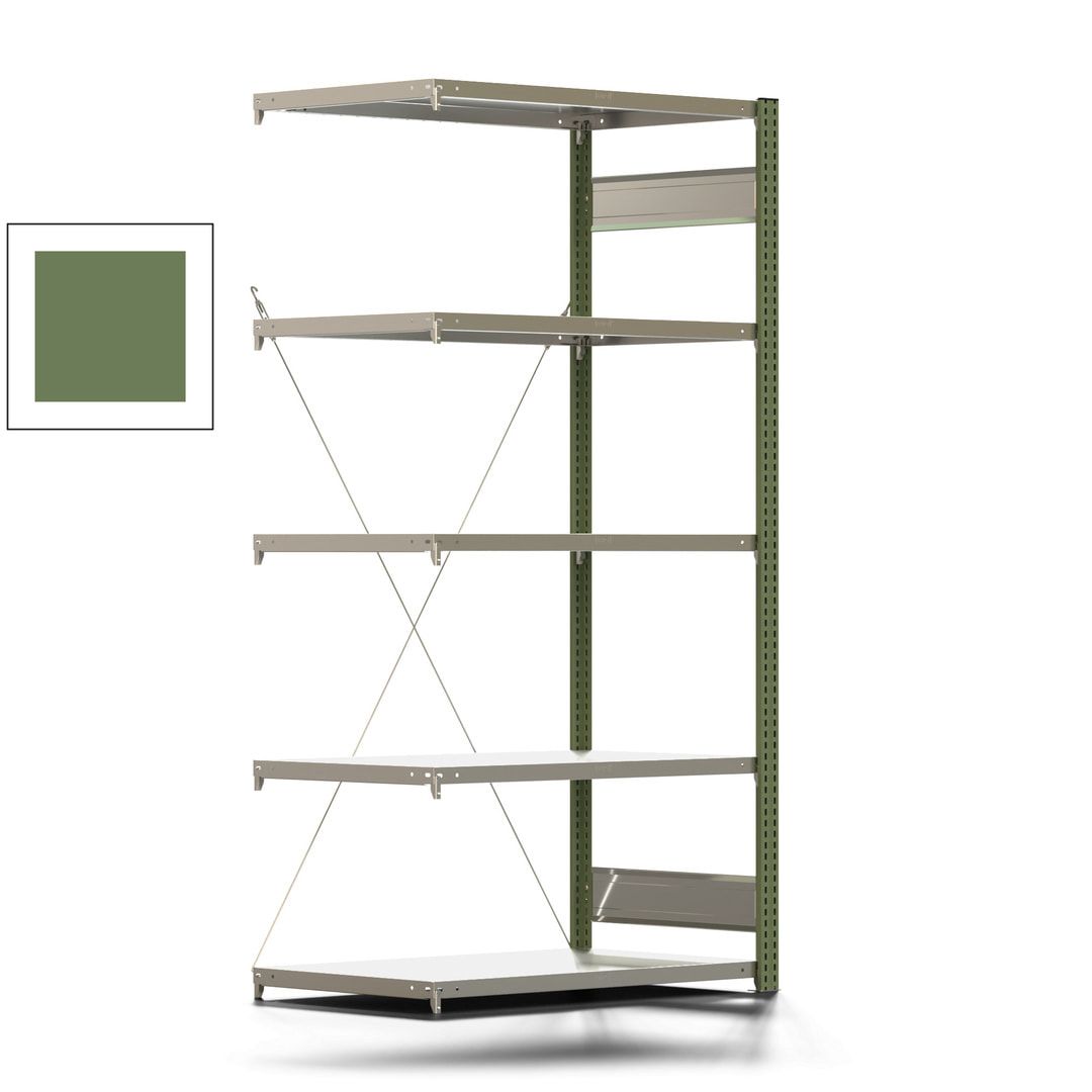 Fachbodenregal mit Tiefenriegel - 350 kg - 2.000 x 1.005 x 626 mm (HxBxT) - Anbauregal - 5 Böden - enzianblau - Lagerregal - Steckregal BERT