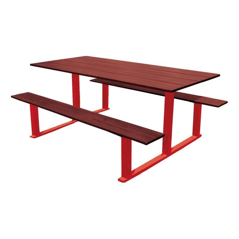 Picknicktisch - Sitzgarnitur - stationär - Holz mit Mahagoni-Optik - 750 x 1.500 x 1.300 mm (HxBxT) - Farbe enzianblau