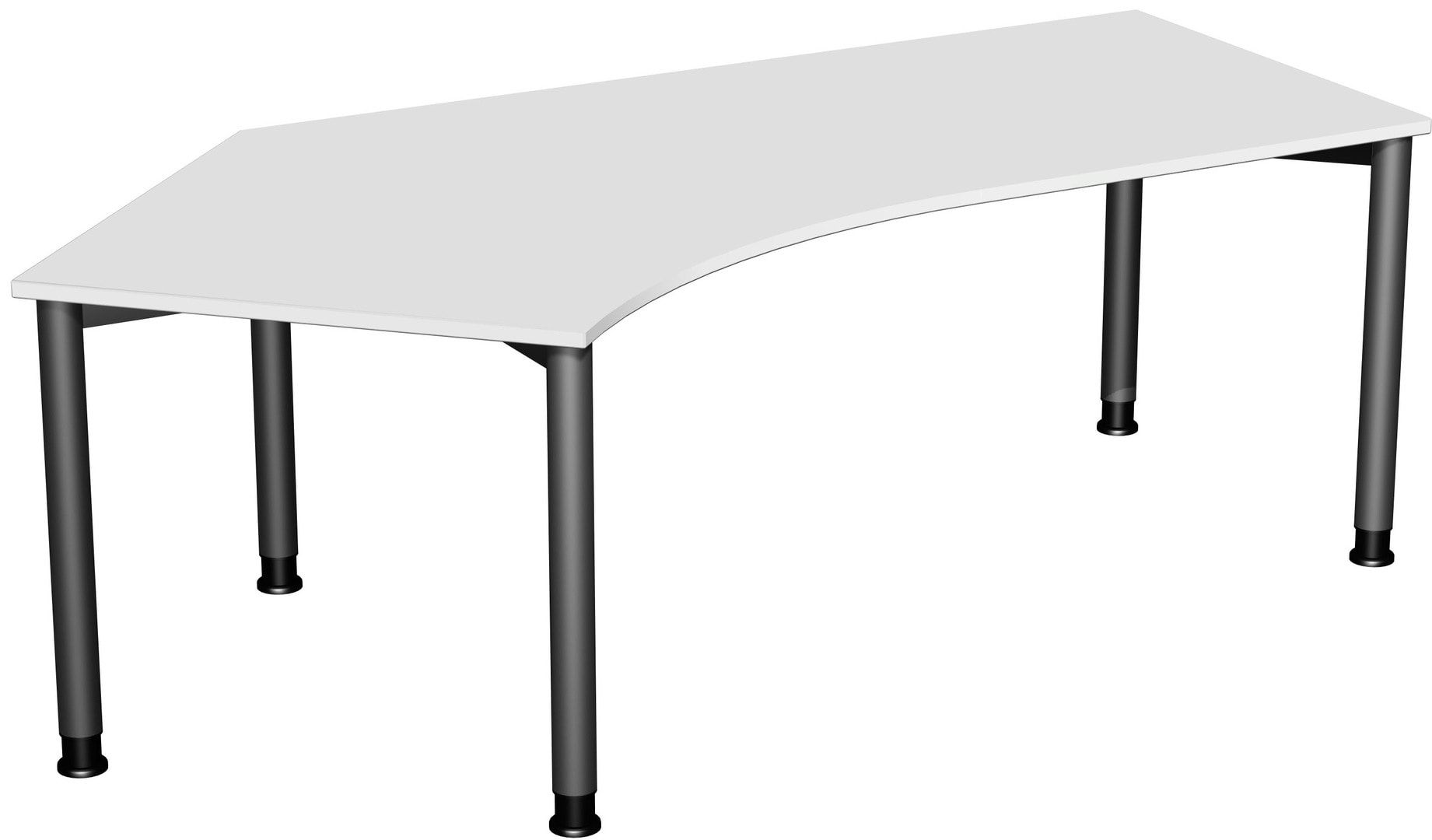 Schreibtisch, einseitig verkürzt, 4-Fuß Flex, Winkel links, höhenverstellbar, 680-800 x 2.166 x 1.130 mm (HxBxT), Gestell anthrazit, Dekor lichtgrau