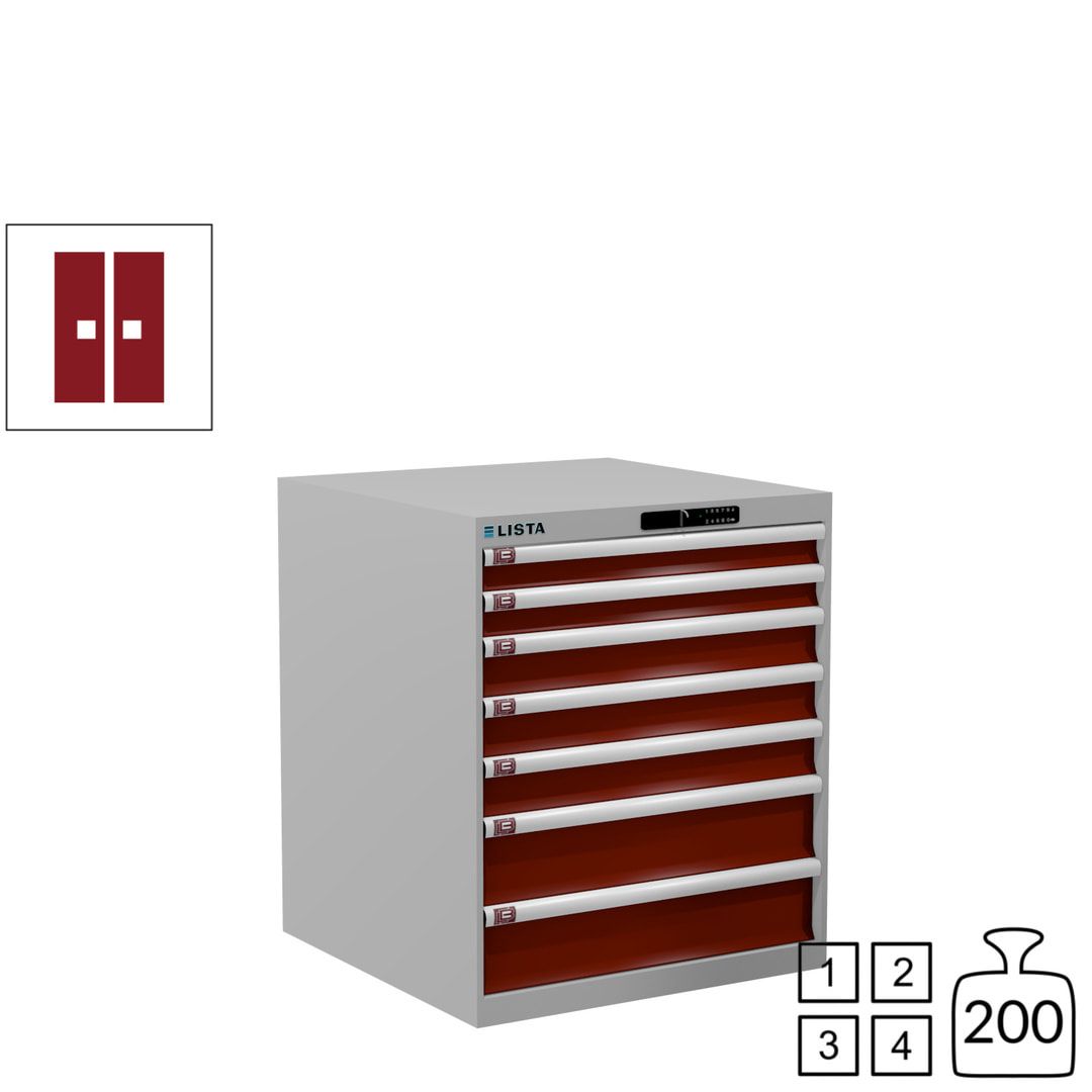 Lista Schubladenschrank - 14.409.010 - 850x717x725 mm (HxBxT) - 7 Schubladen - 75 kg - Key Lock - lichtblau (RAL 5012)