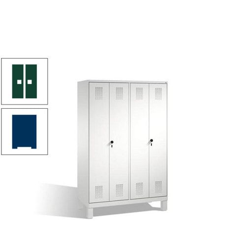 Doppel-Spind, Doppeltüren, Garderobenschrank mit Füßen, 4 Abteile a 300 mm, Korpus anthrazitgrau, Tür anthrazitgrau, 1.850 x 1.200 x 500 mm (HxBxT)
