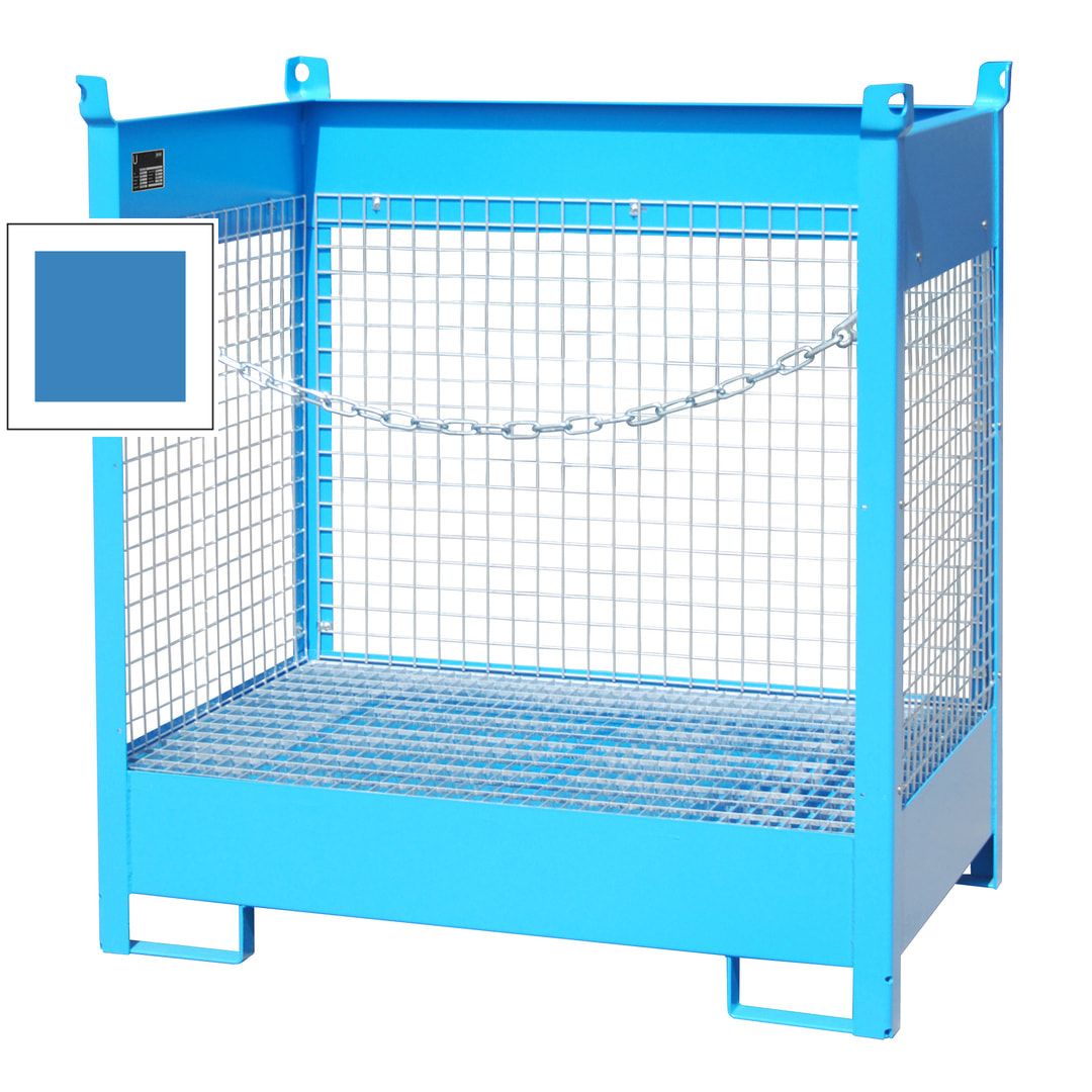 Fass-Stapelpalette - für 2 x 200-l-Fässer - Volumen 210 l - 1.495 x 1.410 x 920 mm (HxBxT) - Drahtgitterwände - feuerrot
