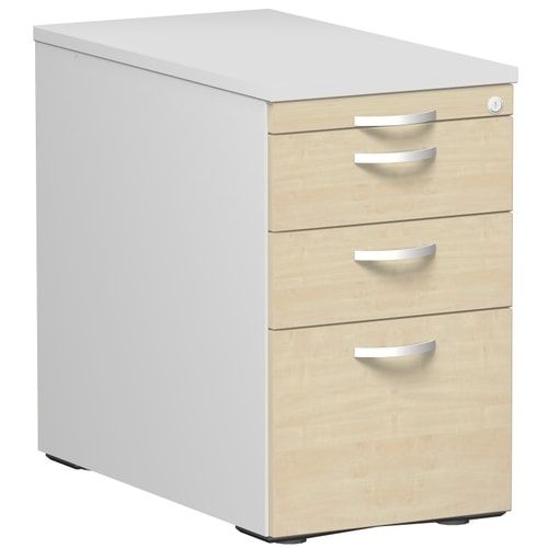 Standcontainer, Hängeregistratur, 2 Schubladen, Ordnungsfach, 720 x 438 x 800 mm (HxBxT), Front Ahorn, Oberboden Ahorn, Korpus Ahorn