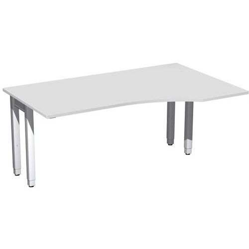 Eckschreibtisch, Ecke rechts, Füße einseitig verkürzt, 4-Fuß Quadrat Pro, höhenverstellbar, 680-800 x 1.600 x 1.000 mm (HxBxT), Dekor Ahorn
