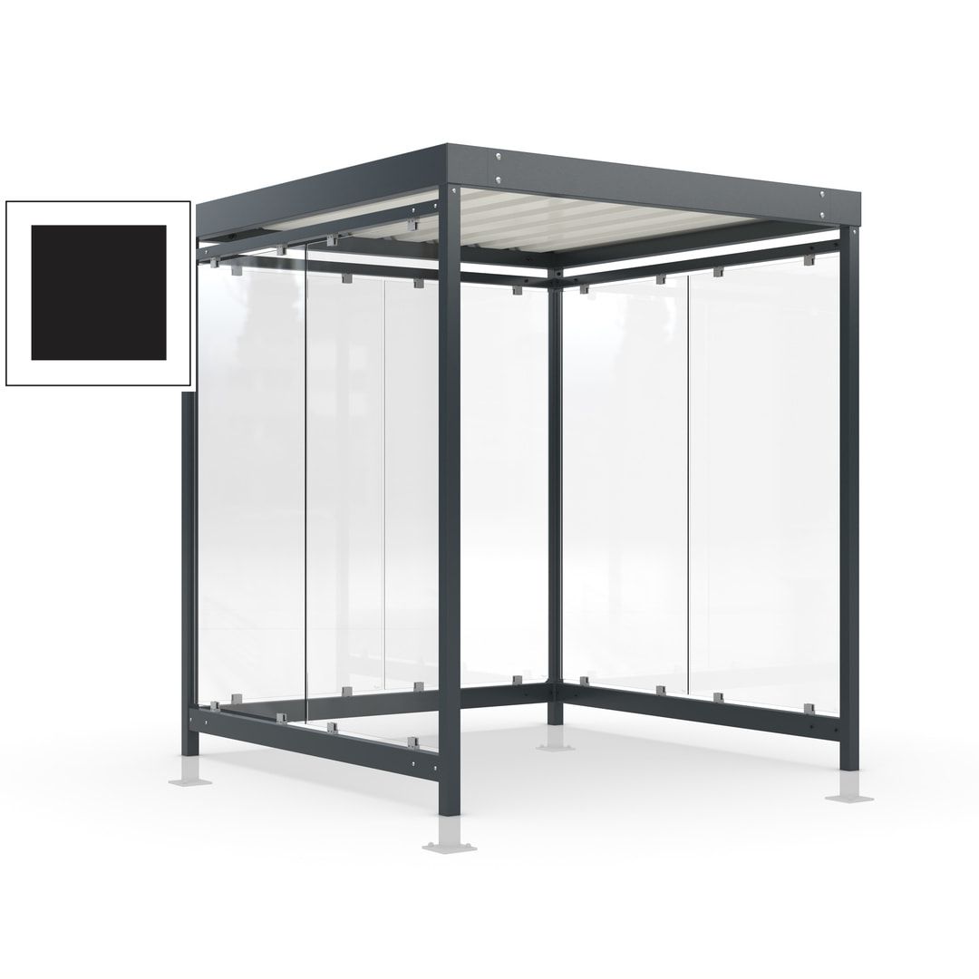 Raucherunterstand, Bushaltestelle, Bausatz, mit Überpflasterung, 6-7 Personen, 6 Wände, 2.440 x 2.165 x 2.165 mm (HxBxT), Achatgrau