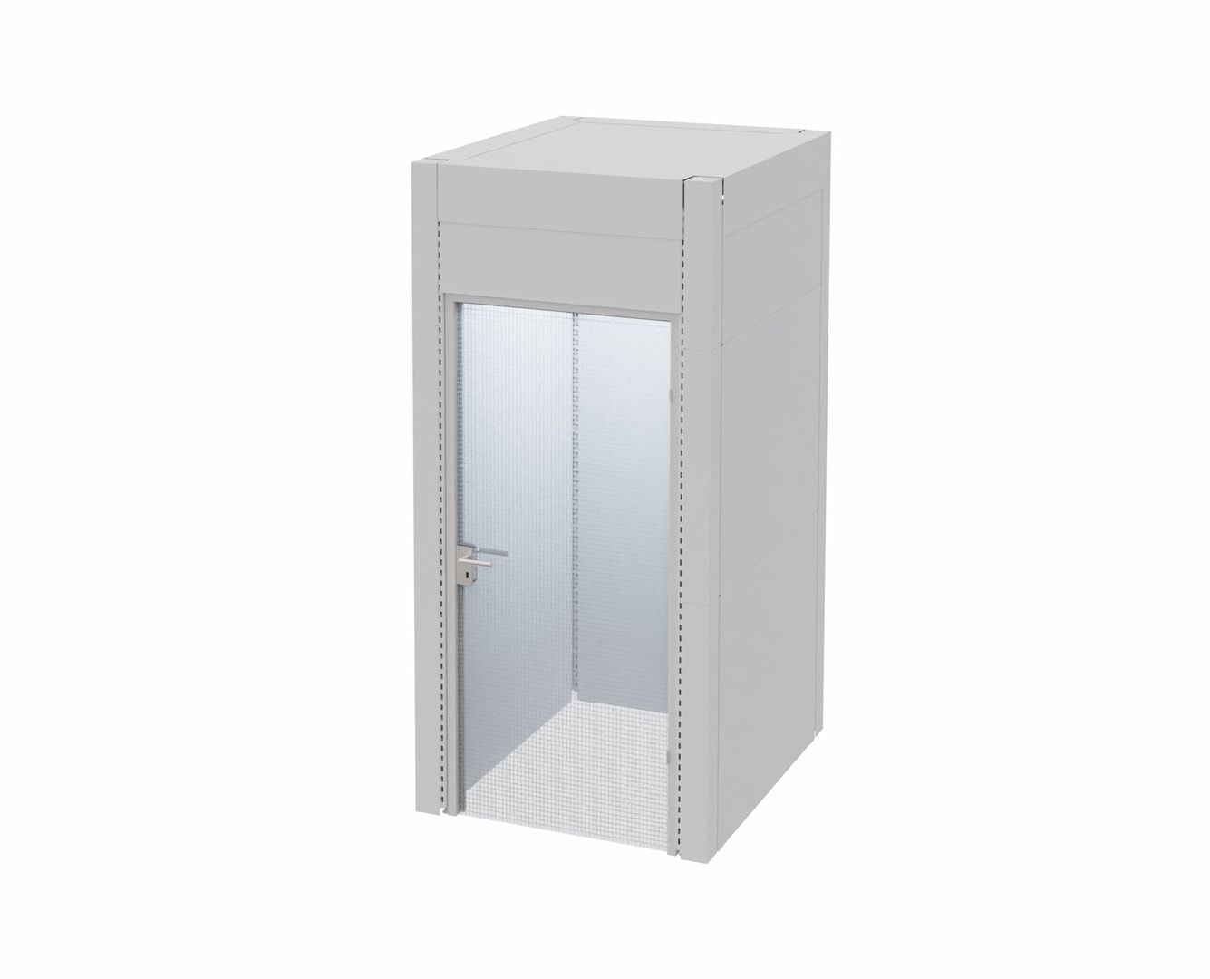 OTTOKIND Akustik-Kabine, Raumkabine, Telefonkabine, 2.610 x 1.230 x 1.230 mm (HxBxT), Schalldämmung, LED-Beleuchtung, Stahlblech, lichtgrau