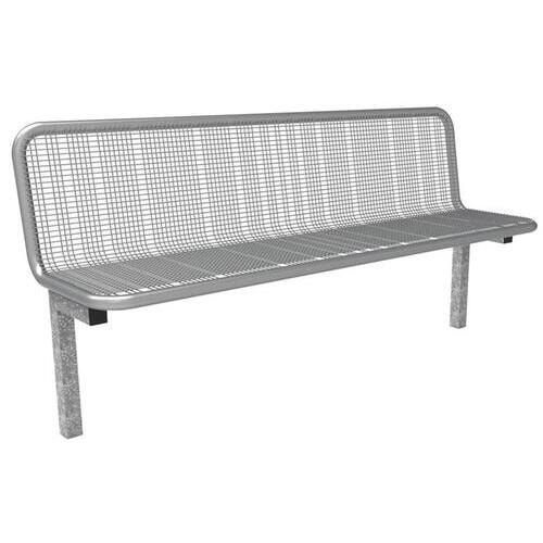 Parkbank, Drahtgitterbank zum Einbetonieren, thermoisoliert, Selbstreinigung, mit Rückenlehne, 874 x 1.795 x 430 mm (HxBxT), weißaluminium