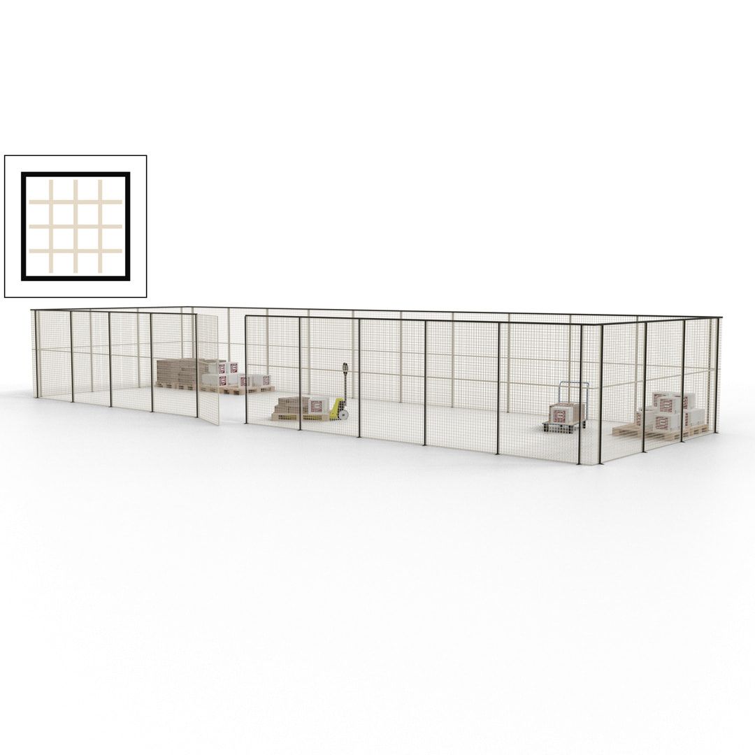Maschinen Schutzgitter - Hallentrennwand - Sicherheitszaun - Tür - 39 m - 2.200 x 15.400 x 4.900 mm (HxBxT) - enzianblau