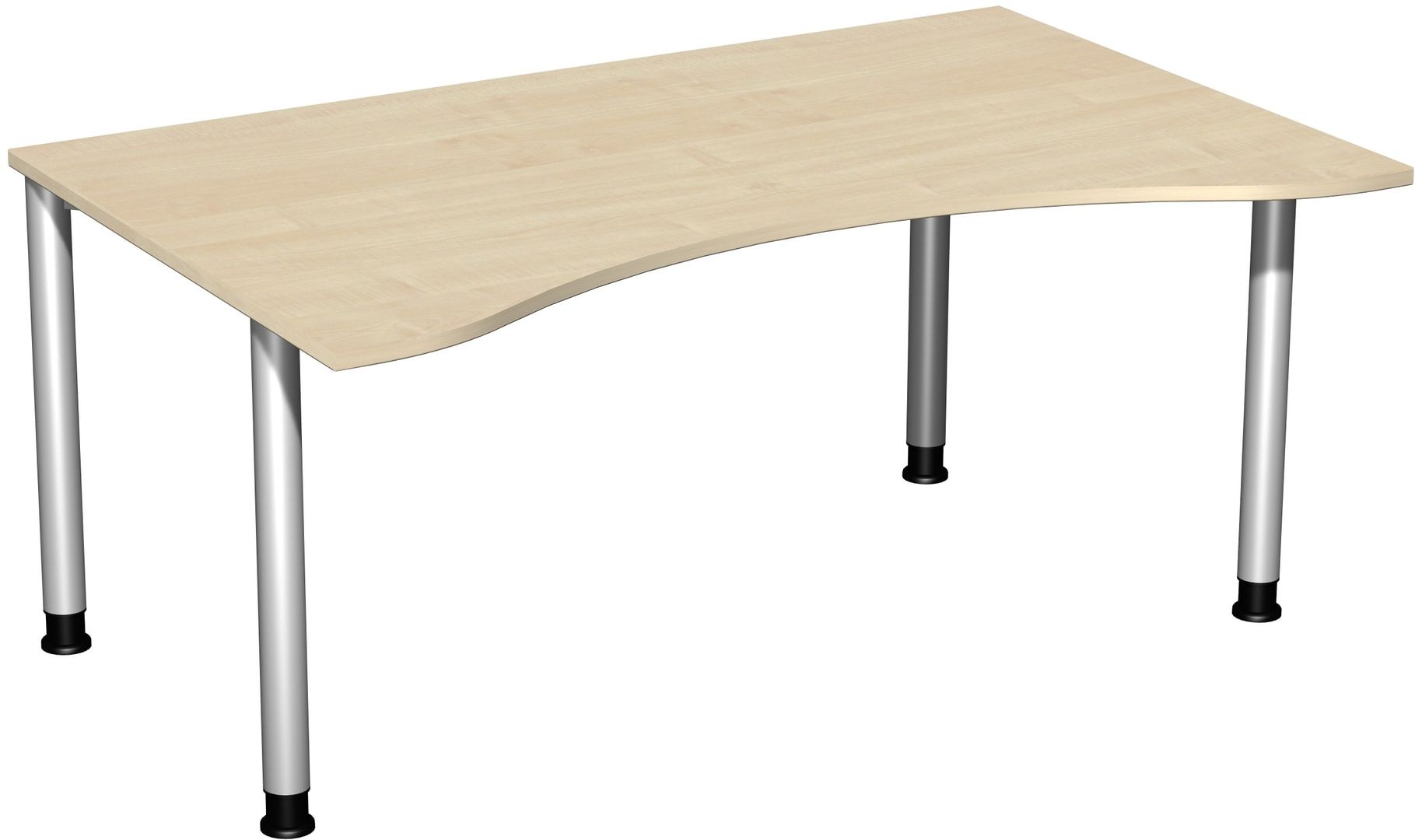 Ergo-Schreibtisch - 4-Fuß Flex - Bürotisch - Höhe 680-800 mm - 1.600 x 1.000 mm (BxT) - Gestell anthrazit - Ahorn