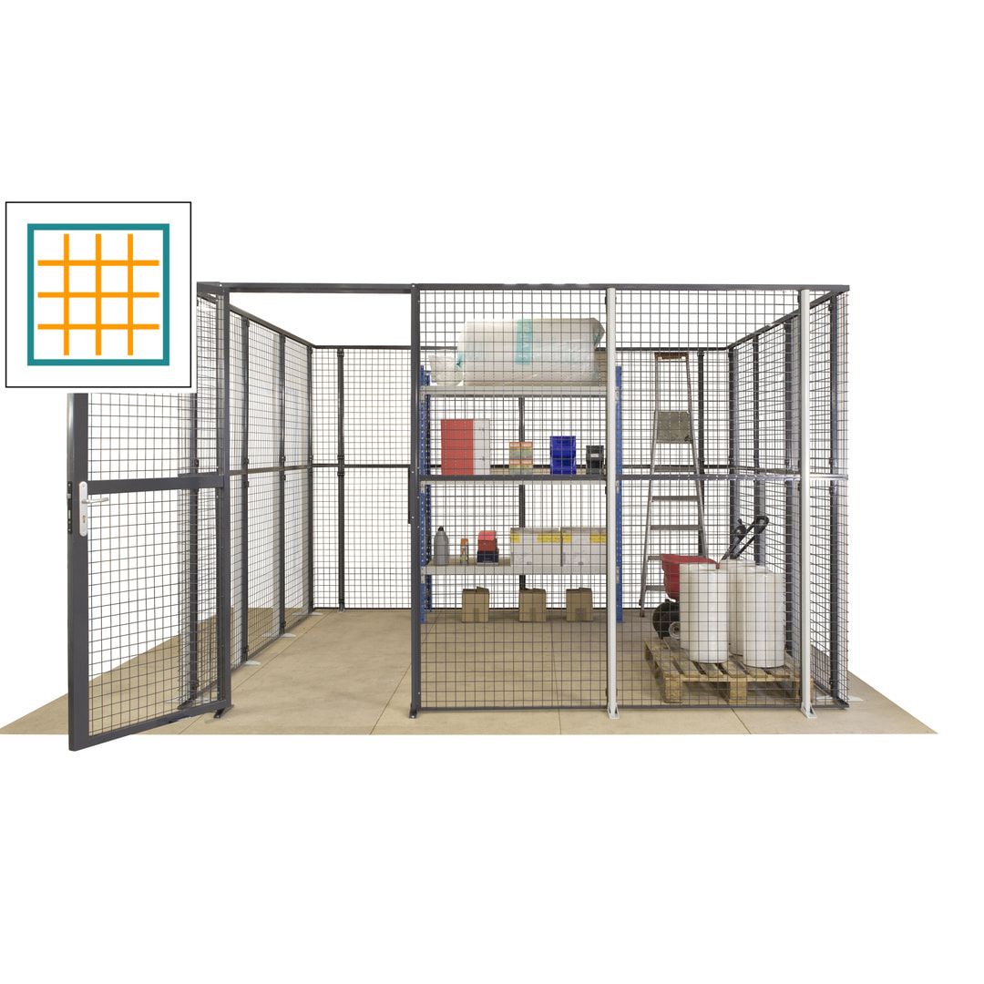 Maschinen Schutzgitter - Hallentrennwand - Sicherheitszaun - Tür - 72 m - 2.200 x 21.400 x 15.400 mm (HxBxT) - enzianblau