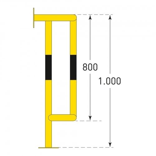 Rammschutz für Säulen - Fallrohre und Kabelschächte - für Wand- und Bodenmontage - 1.000 x 350 x 300 mm (HxBxT)