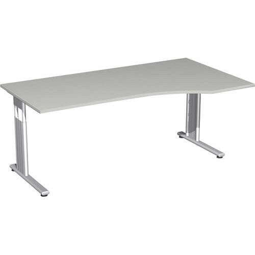 Eckschreibtisch, Füße einseitig verkürzt, C-Fuß Flex, Ecke rechts, höhenverstellbar, 680-800 x 1.800 x 1.000 mm (HxBxT), Gestell silber, Dekor Ahorn