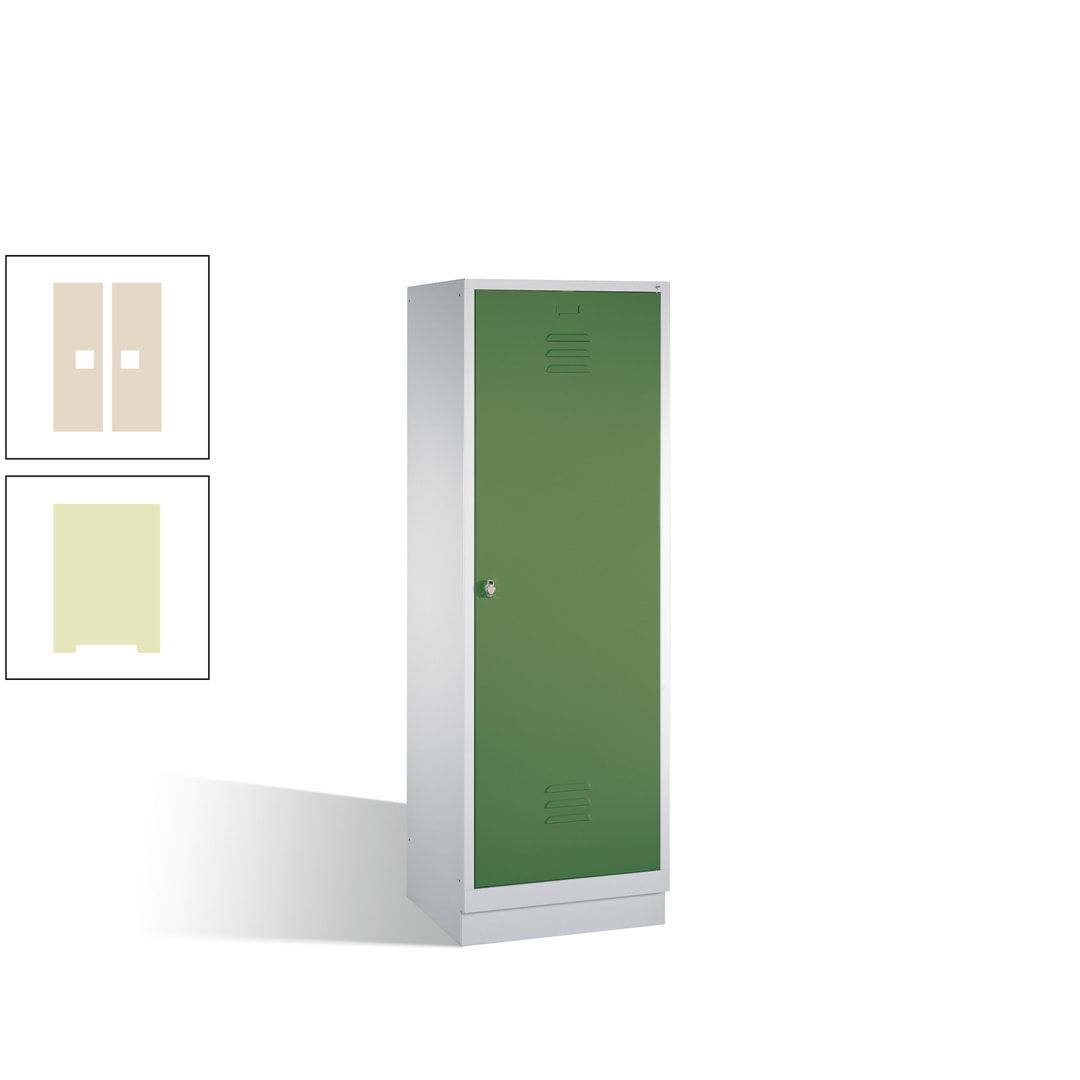 Doppel-Spind mit Großtür, Garderobenschrank mit Sockel, 2 Abteile a 300 mm, Korpus anthrazitgrau, Tür anthrazitgrau, 1.800 x 610 x 500 mm (HxBxT)